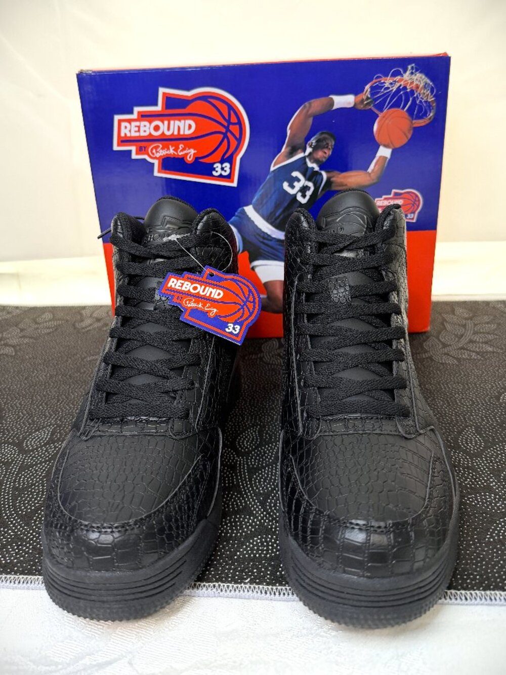Ewing Black Crocodile Rebound Tipoff High Top Sneakers Men’s Size 10